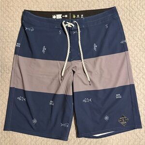 Salty Crew Blue and Gray Board Shorts